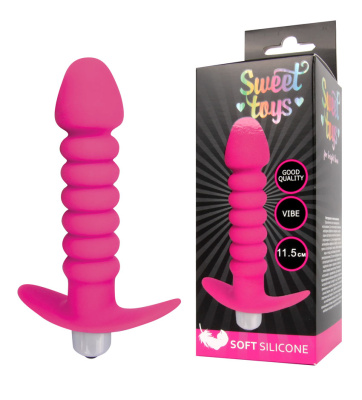 ВТУЛКА АНАЛЬНАЯ С ВИБРАЦИЕЙ L 115 мм D 30x25 мм, цвет ярко-розовый (ST-40170-16)