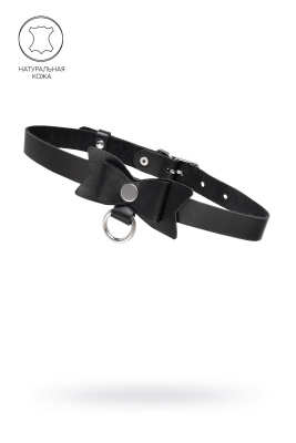 Чокер-ошейник Pecado BDSM, с бабочкой и колечком, натуральная кожа, чёрный (УТ-00004657)