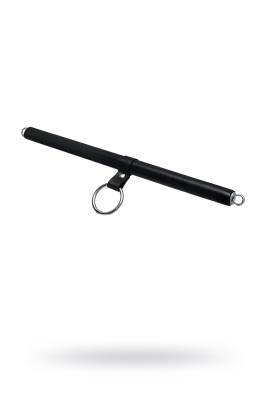 Распорка маленькая для фиксации Pecado BDSM, с кольцом, натуральная кожа и дерево, черная (УТ-000026