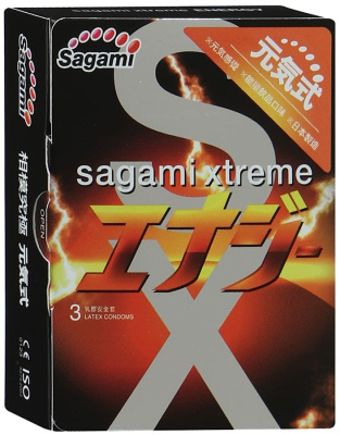 Презервативы SAGAMI Xtreme Energy 3шт. ультратонкие со вкусом энергетического напитка (143154)