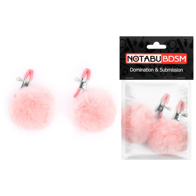 ЗАЖИМЫ ДЛЯ СОСКОВ С ПУШКОМ цвет розовый (NTB-80605)