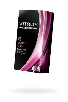 Презервативы Vitalis, premium, ультратонкие, 18 см, 5,3 см, 12 шт. (0T-00009999)