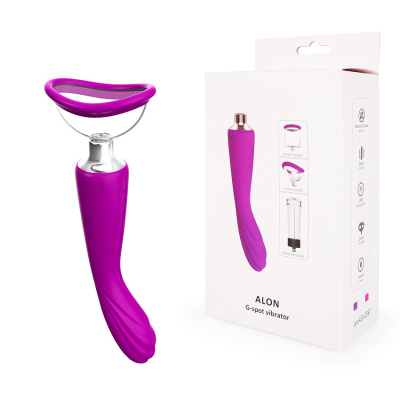 ВИБРОМАССАЖЁР L 220 мм D 43 мм, D колбы 85x59 мм, 7 режимов вибрации, 3 режима вакуума, цвет фиолето